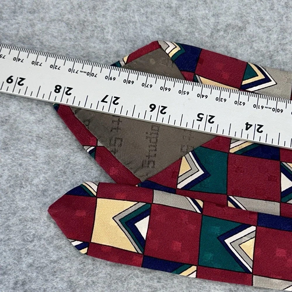 Geometric Abstract Mens Burgundy Robert Talbott Tie Art Deco Silk Classic 3.75